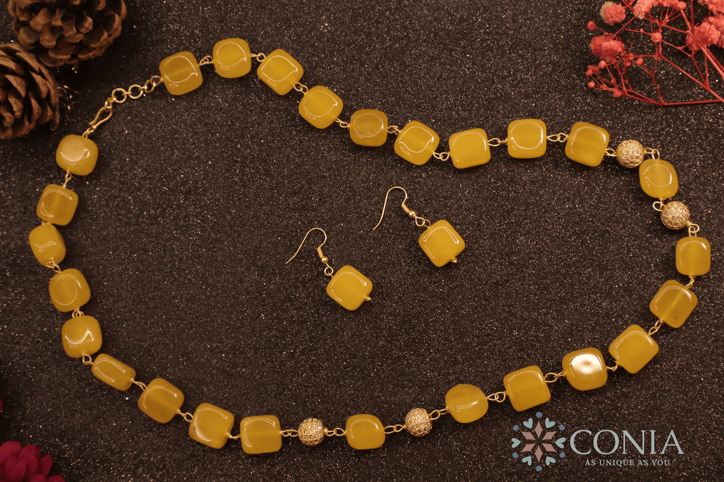 Midnight Elegance Yellow Stone Necklace