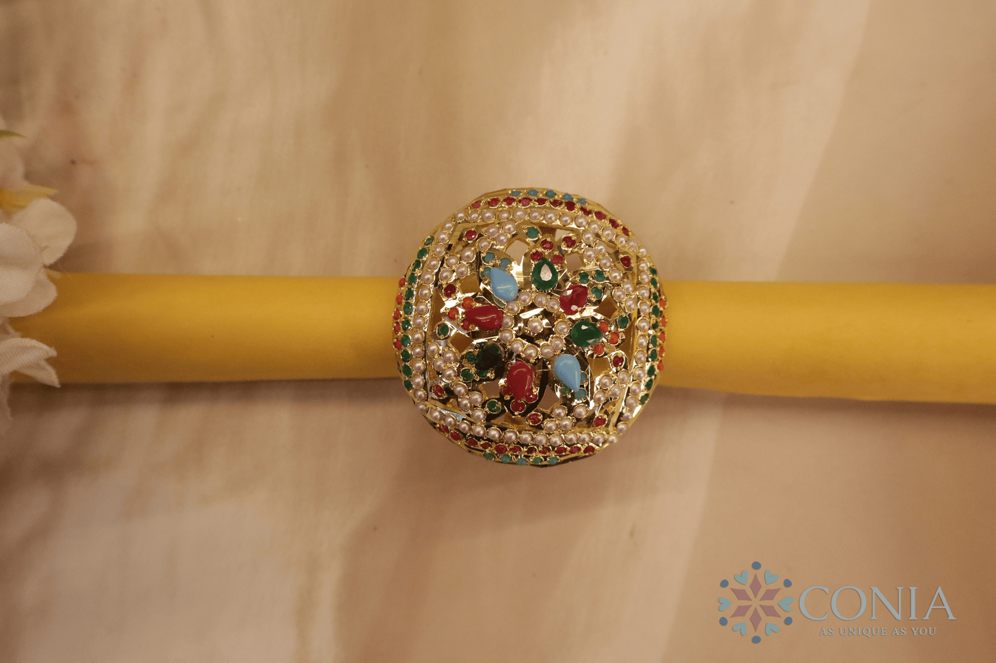 Eternal Navratan Jadau Adjustable Ring