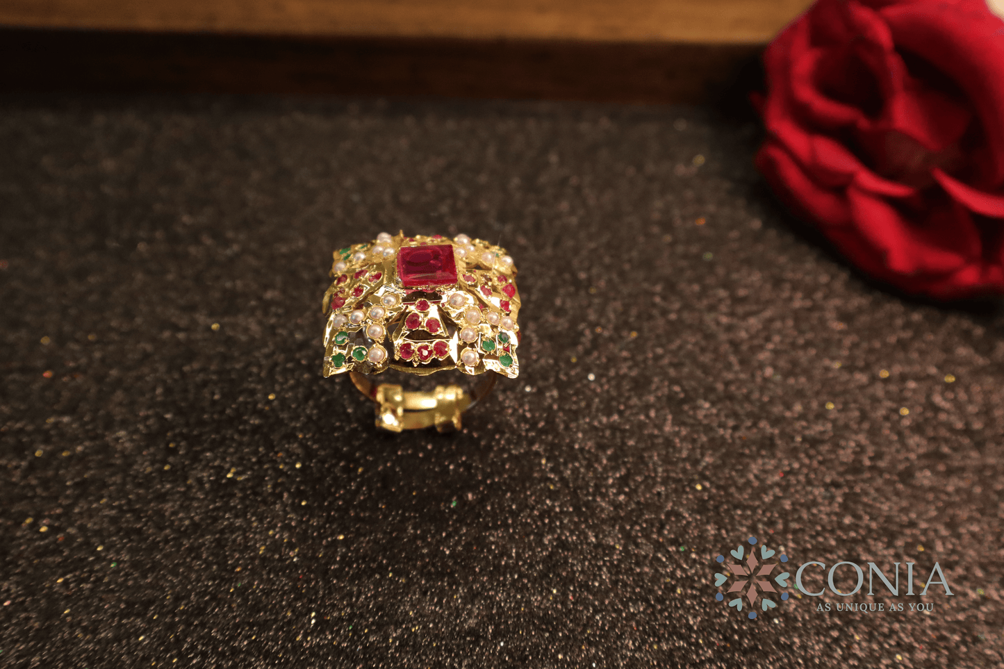 Mystic Squares Adjustable Jadau Ring