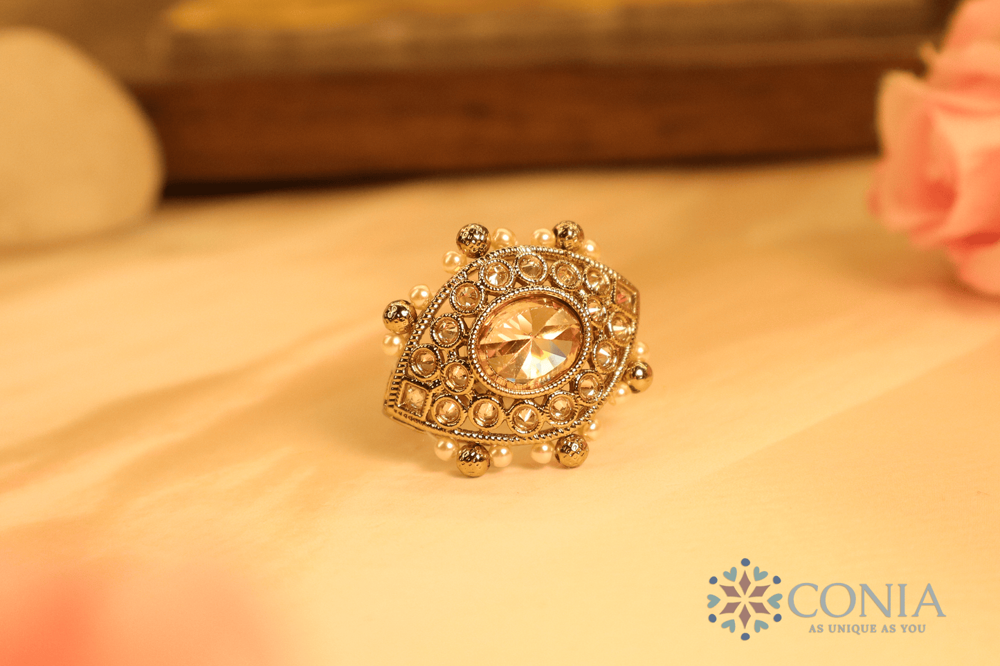 Mystic Eye Charm Antique Adjustable Ring LCT Color