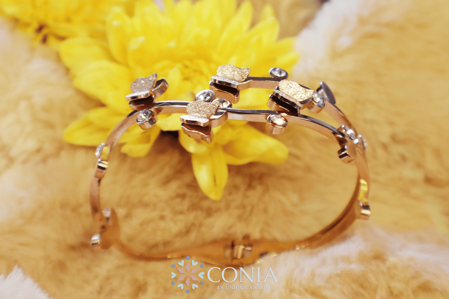 Conia Anti Tarnish Little Butterflies Bracelet Rose Gold