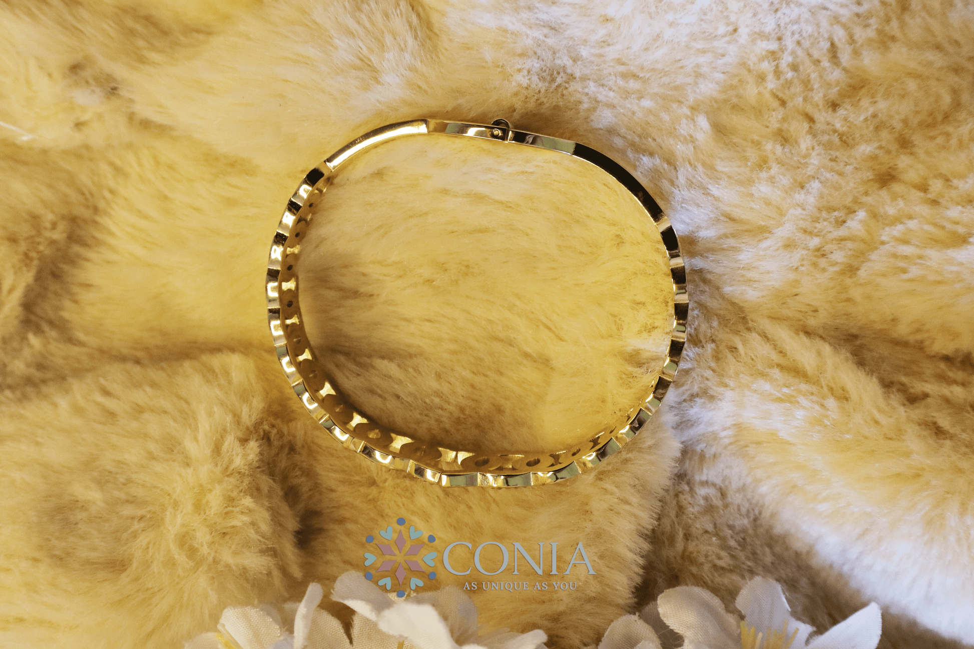 Women Gold-Plated American Diamond Bangle-Style Bracelet BRK55C001-2