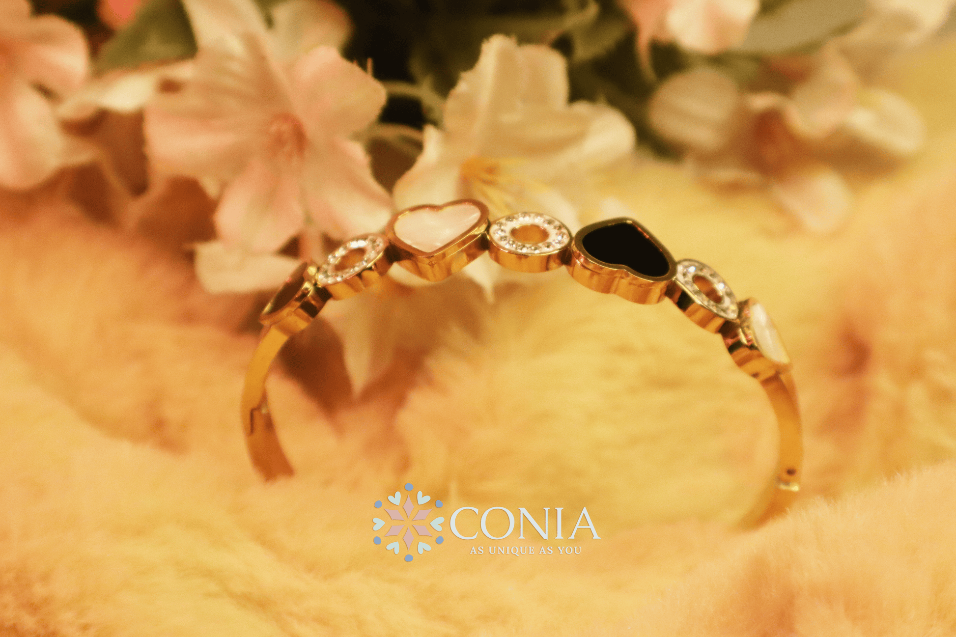 Women Rose Gold American Diamond Bangle-Style Bracelet BRK55C001-3