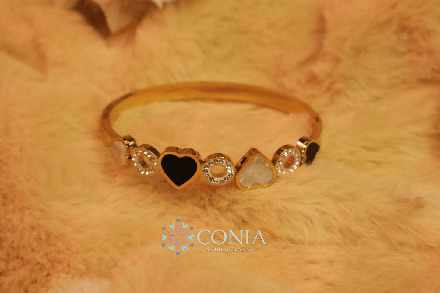 Women Rose Gold American Diamond Bangle-Style Bracelet BRK55C001-3