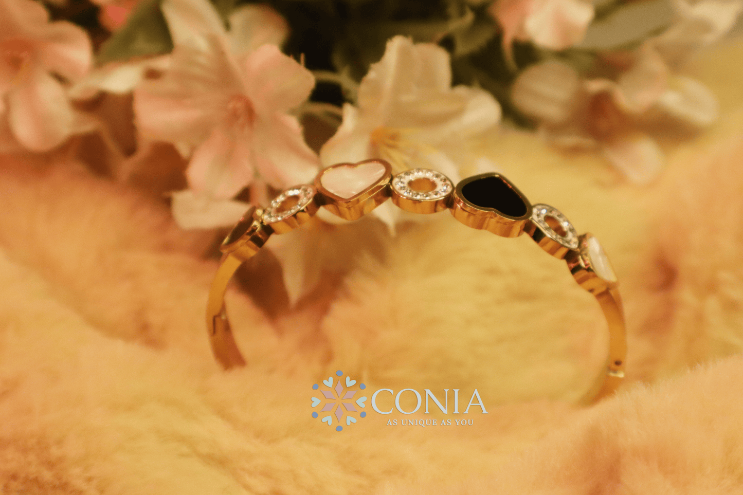 Women Rose Gold American Diamond Bangle-Style Bracelet BRK55C001-3