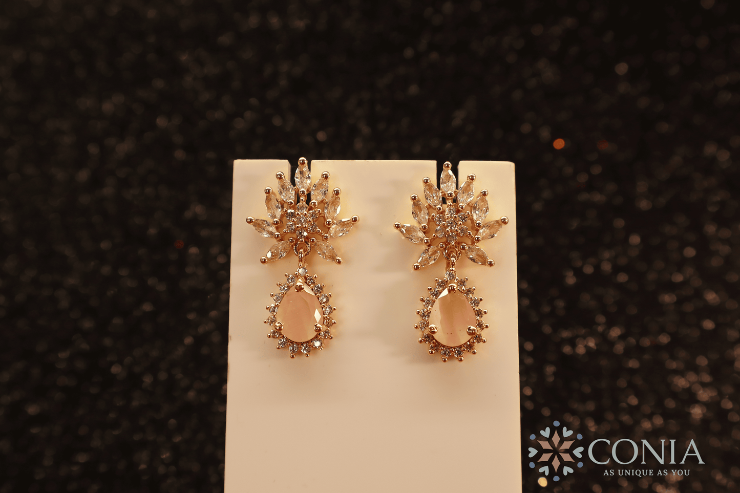 Floral Crystal Drop earring Pink