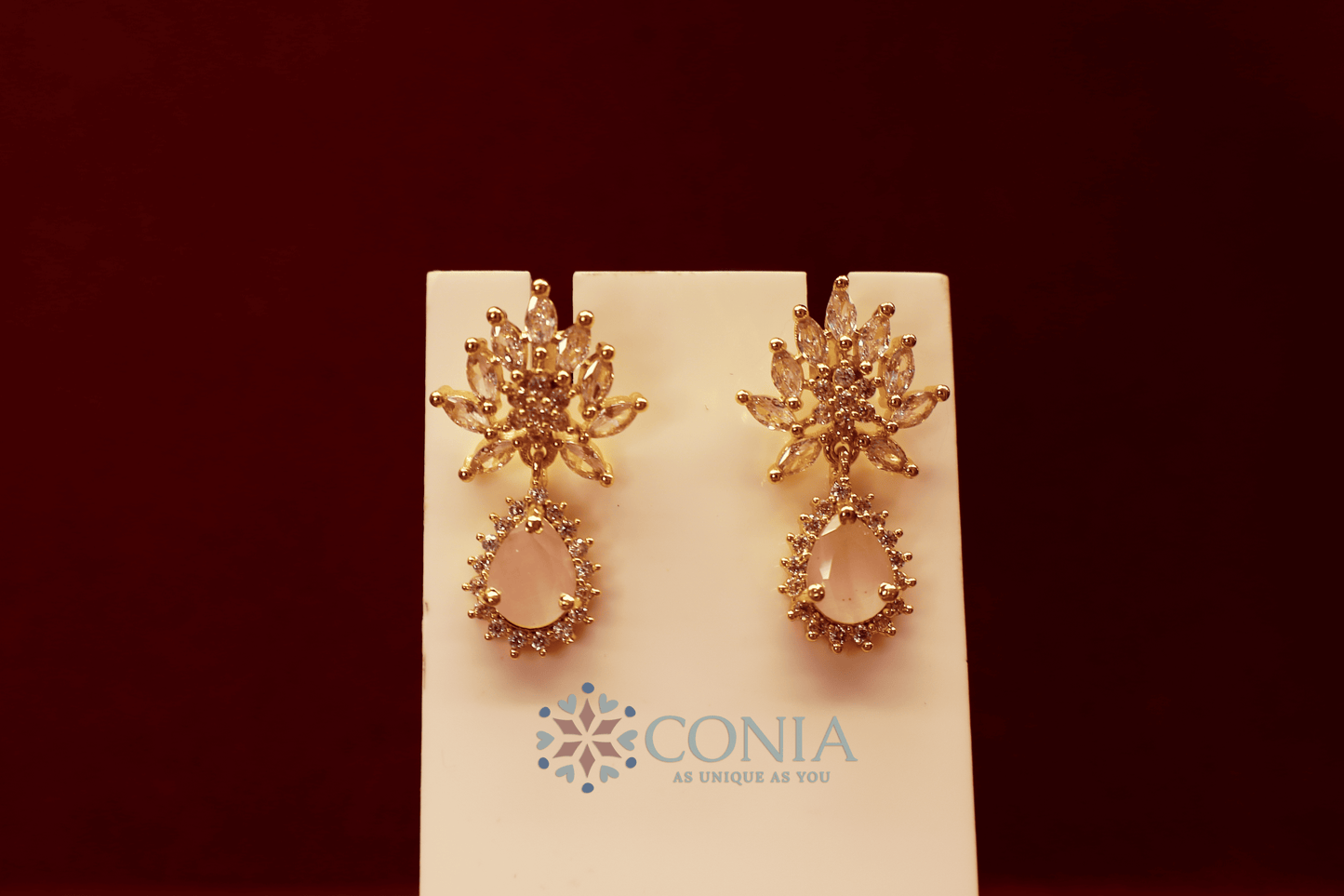 Floral Crystal Drop earring Pink