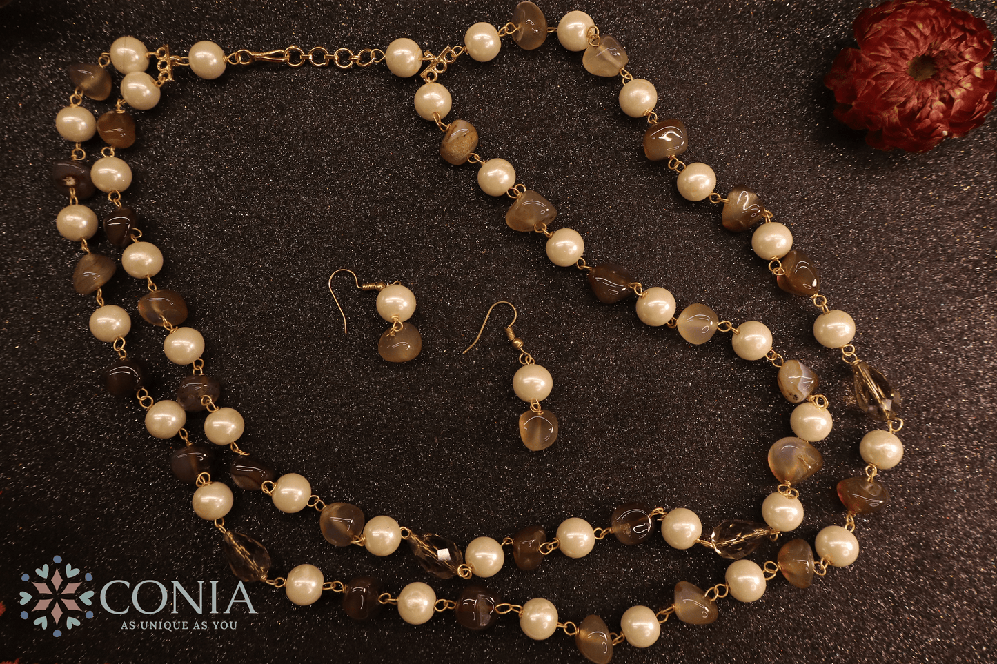 Brown Pearl Elegance Stone Necklace