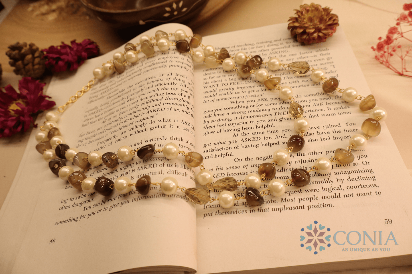 Brown Pearl Elegance Stone Necklace