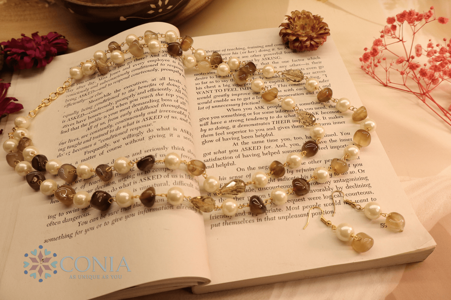 Brown Pearl Elegance Stone Necklace