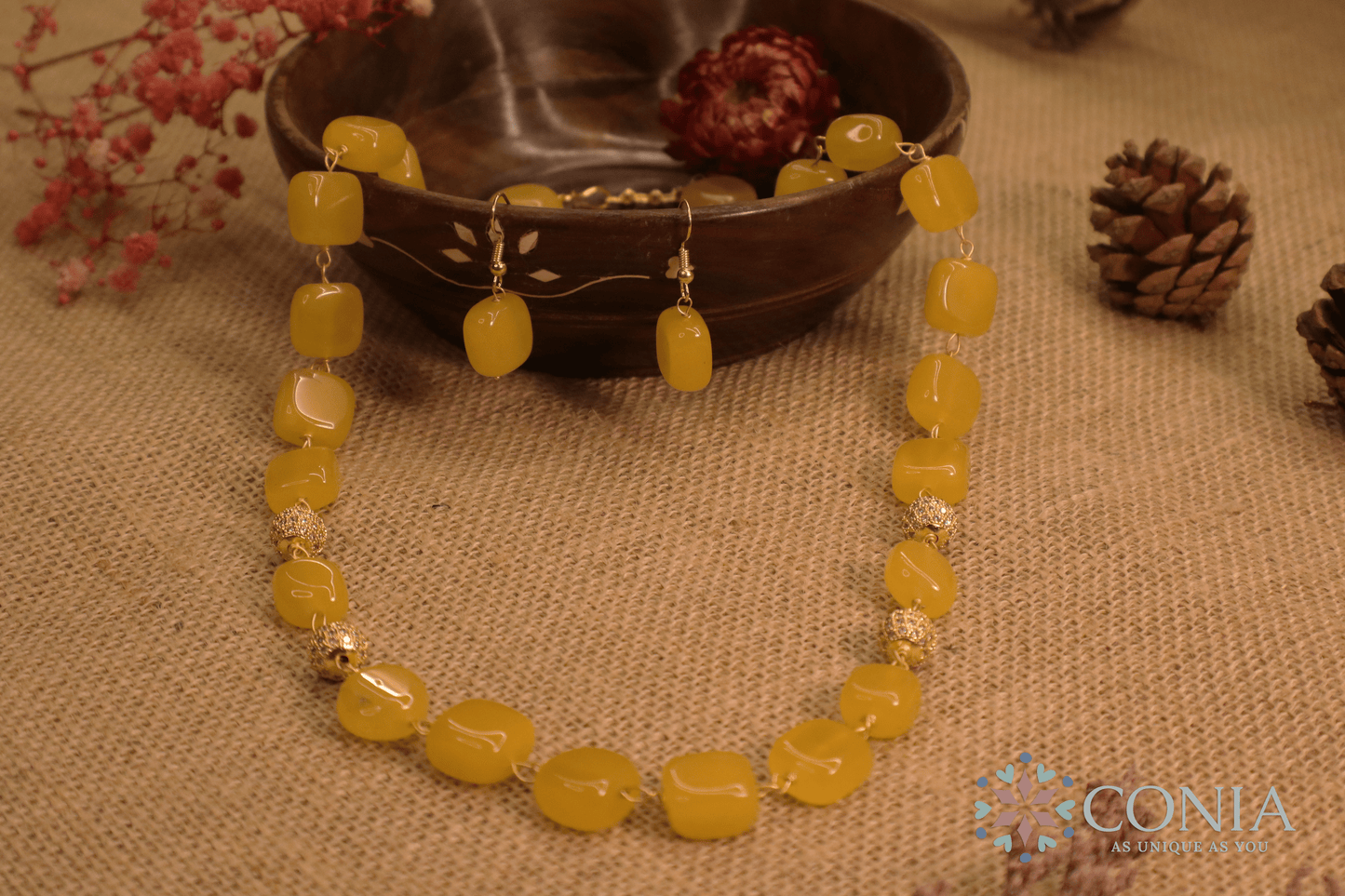 Midnight Elegance Yellow Stone Necklace