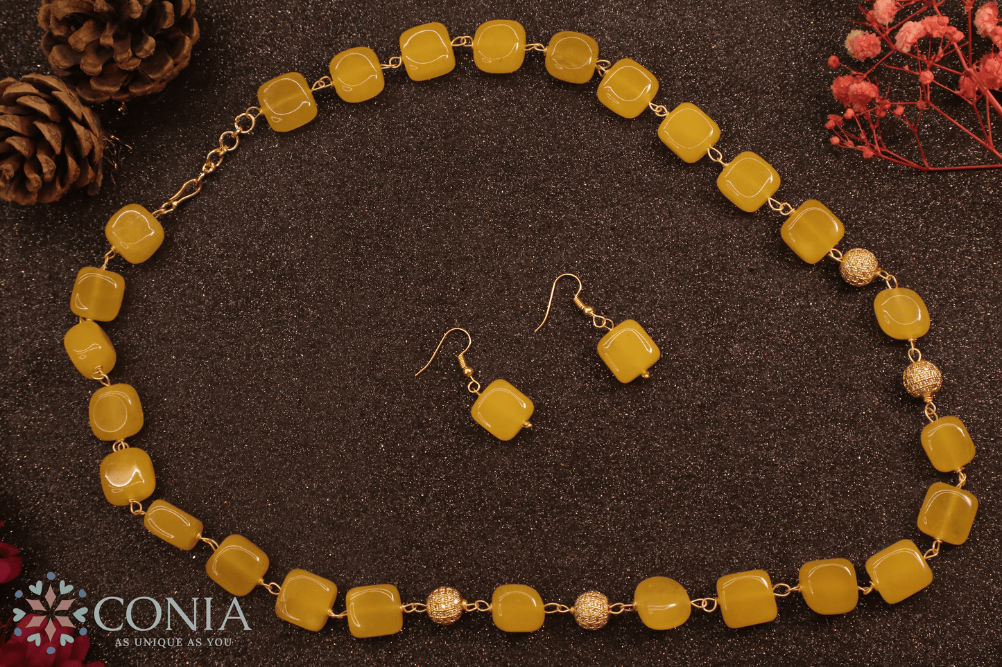 Midnight Elegance Yellow Stone Necklace