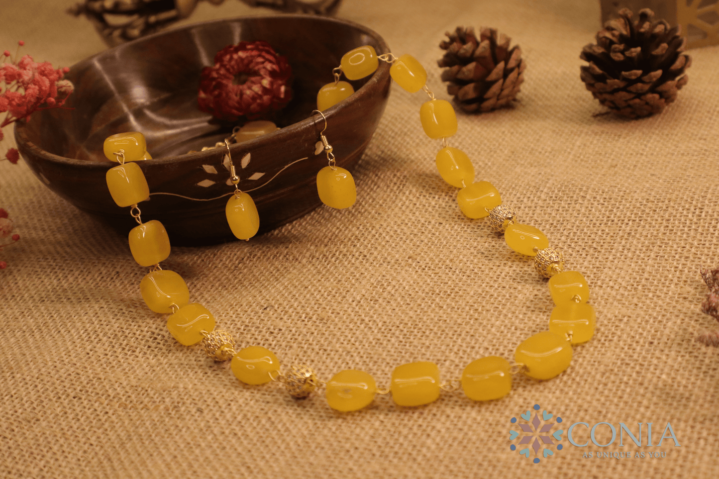 Midnight Elegance Yellow Stone Necklace