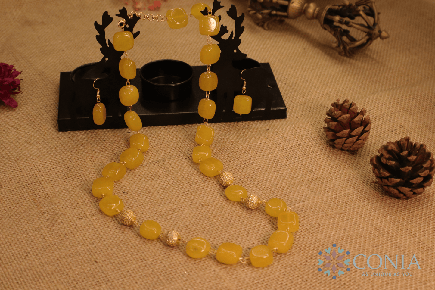 Midnight Elegance Yellow Stone Necklace