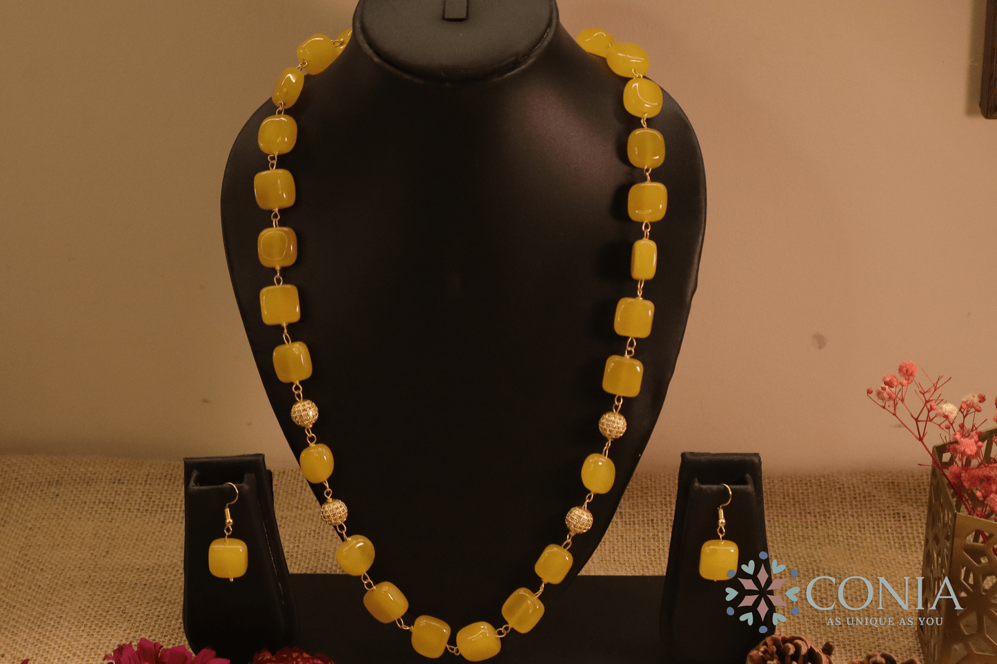 Midnight Elegance Yellow Stone Necklace