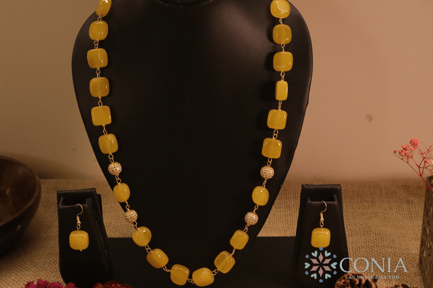 Midnight Elegance Yellow Stone Necklace