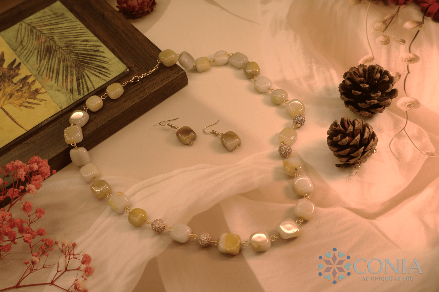 Midnight Elegance Ivory Stone Necklace