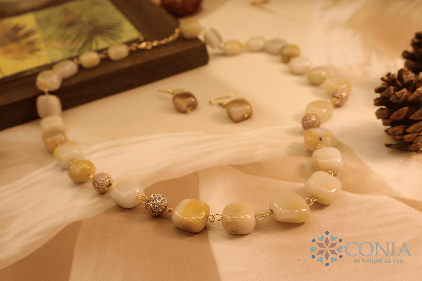 Midnight Elegance Ivory Stone Necklace