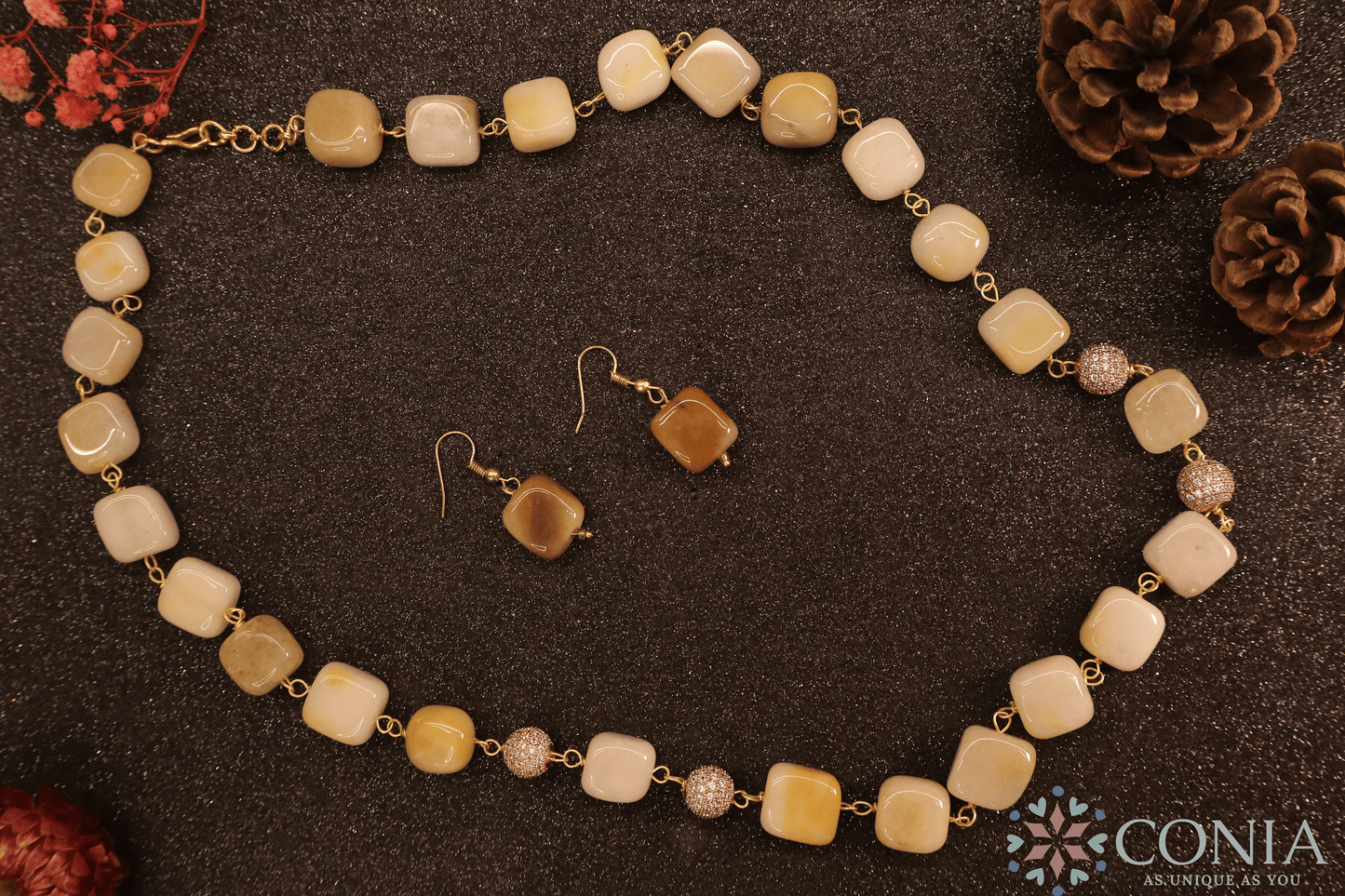 Midnight Elegance Ivory Stone Necklace