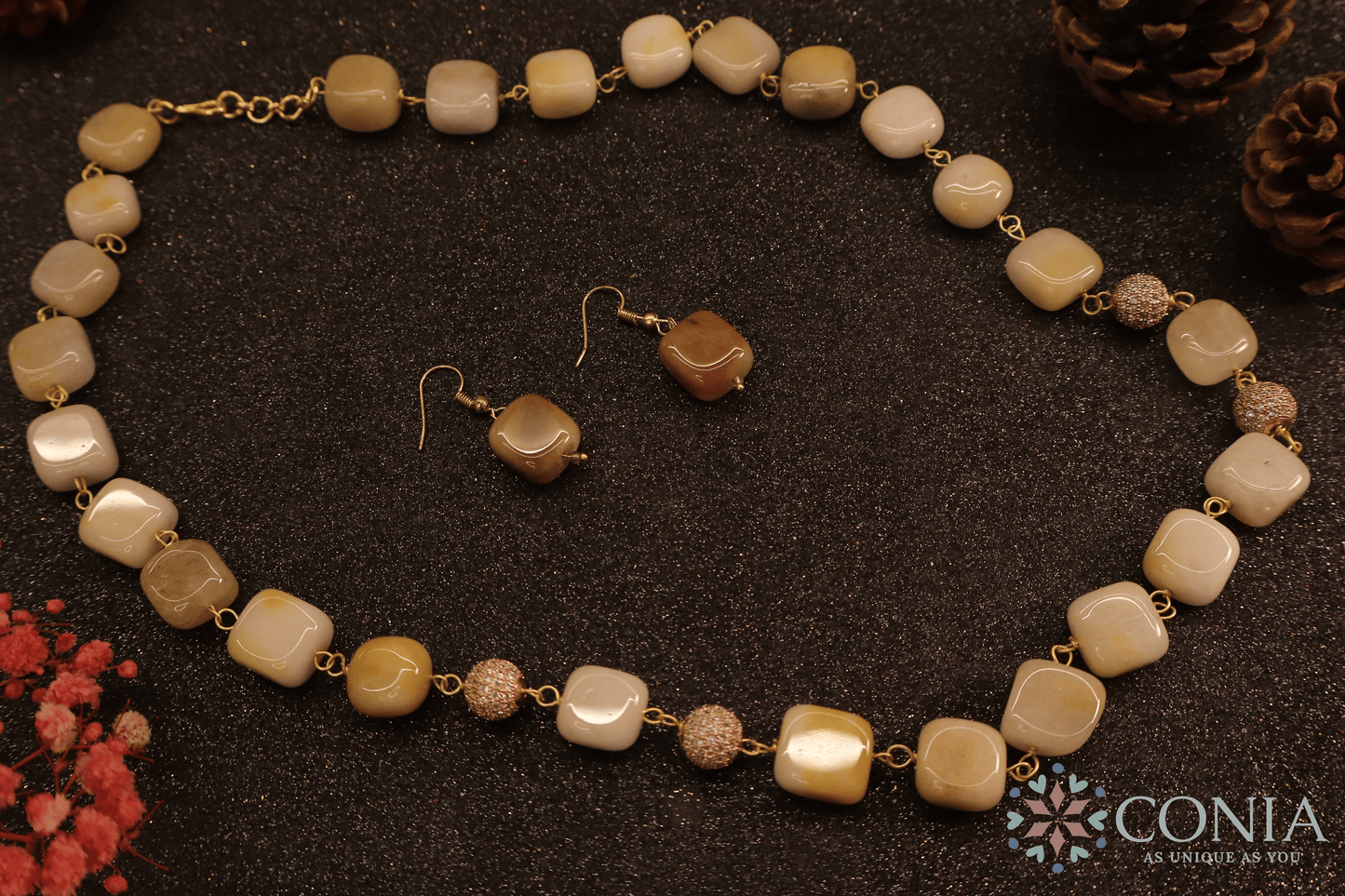 Midnight Elegance Ivory Stone Necklace