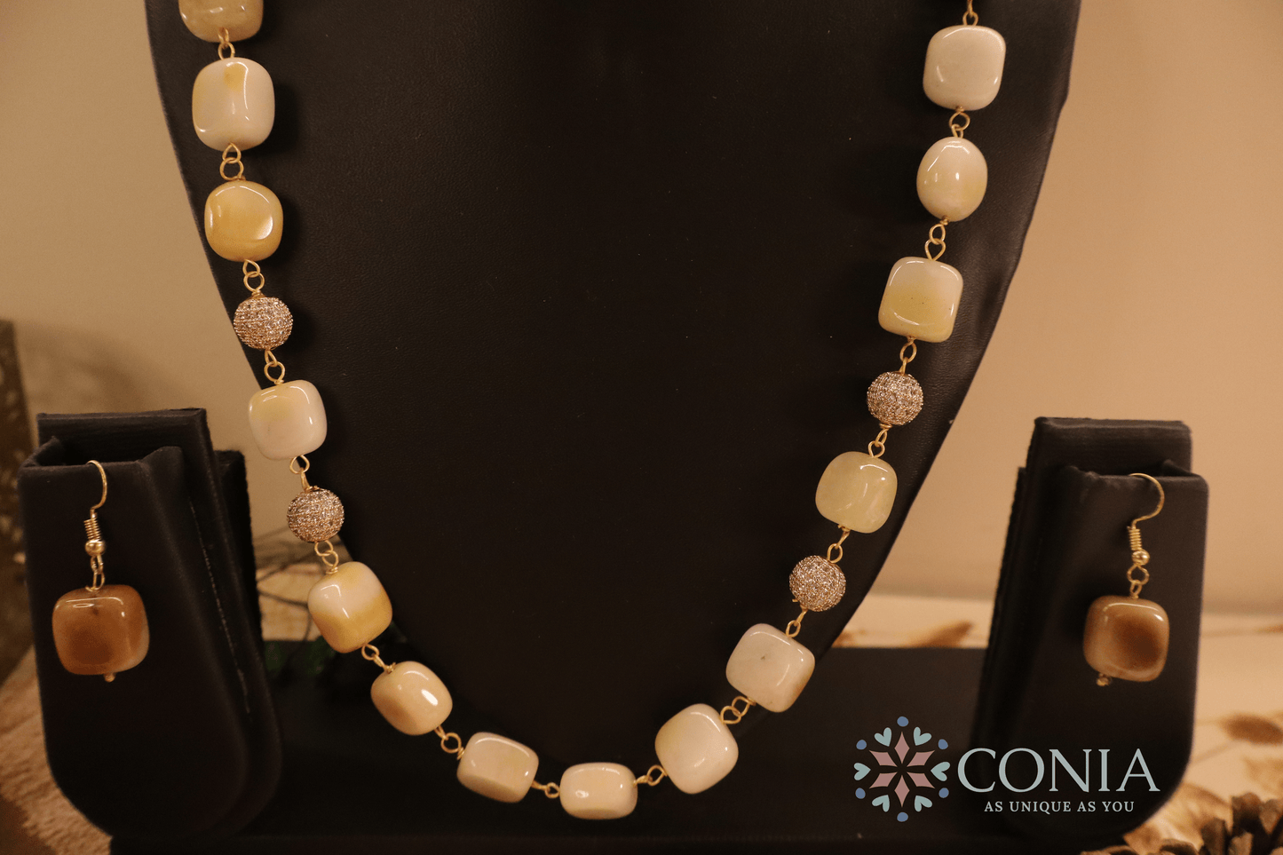 Midnight Elegance Ivory Stone Necklace