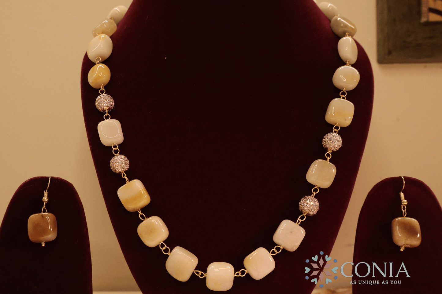 Midnight Elegance Ivory Stone Necklace