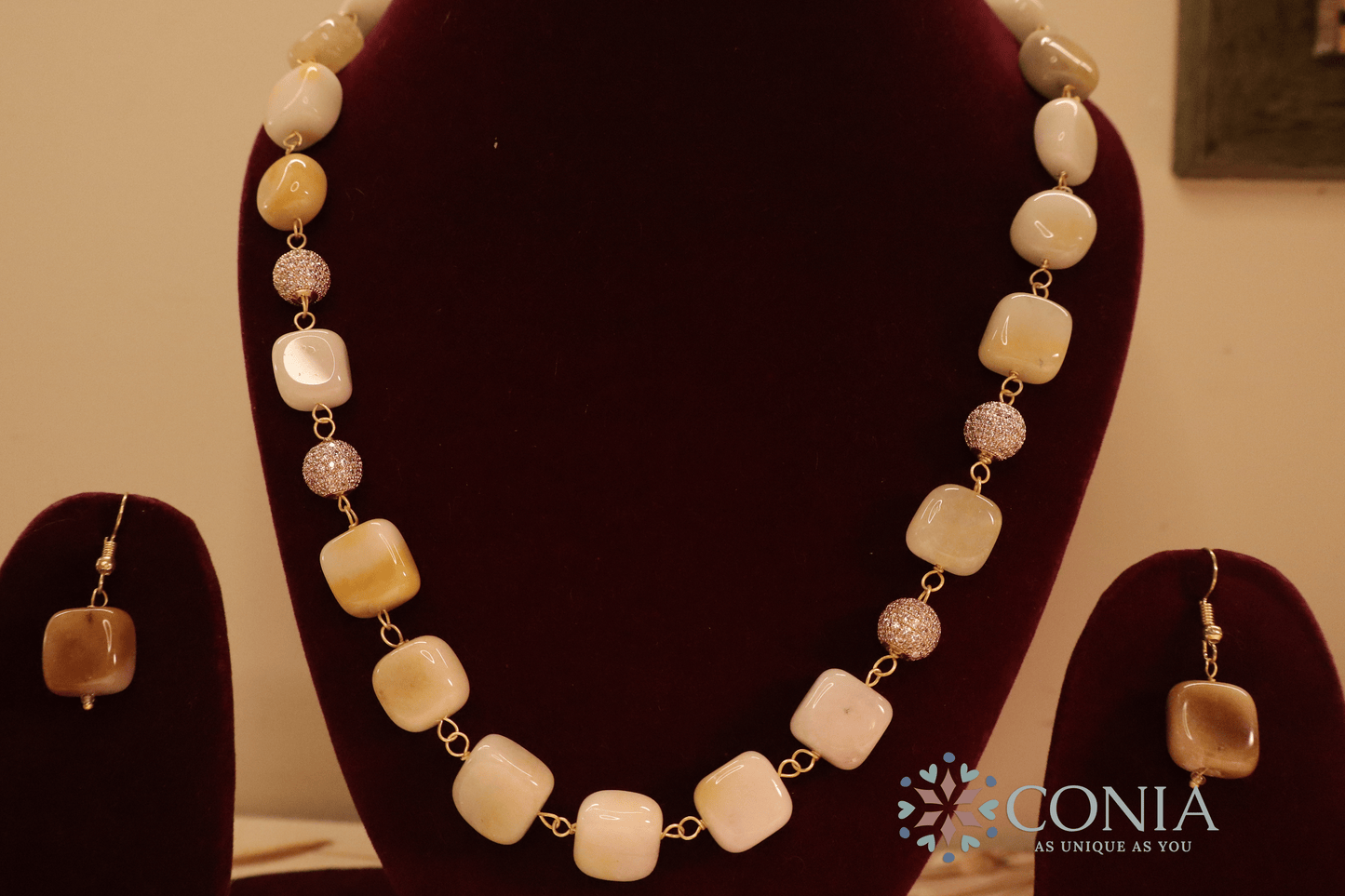 Midnight Elegance Ivory Stone Necklace