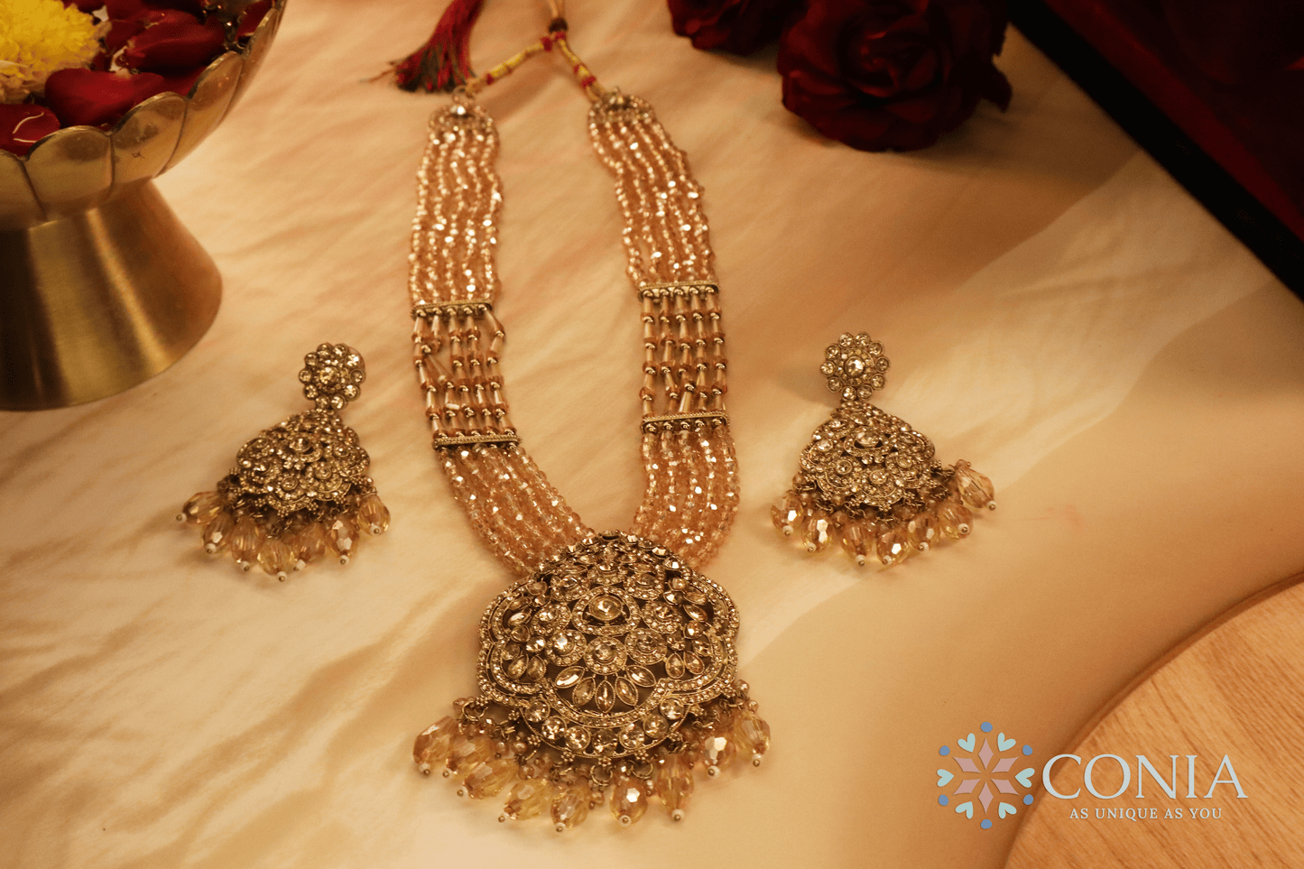 Heritage Crystal Beaded Long Necklace