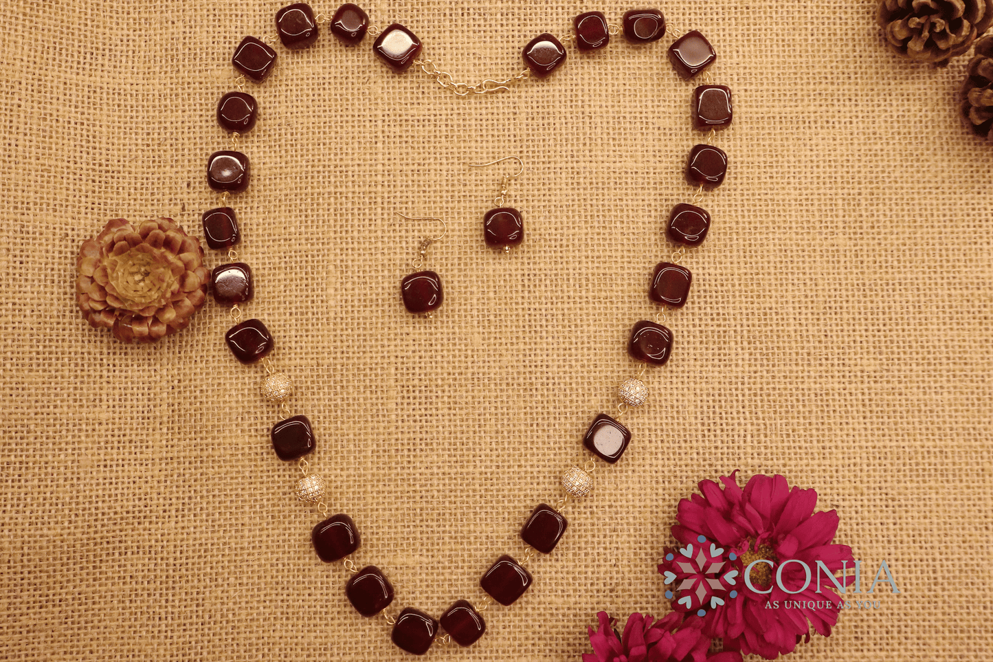 Midnight Elegance Brown Stone Necklace