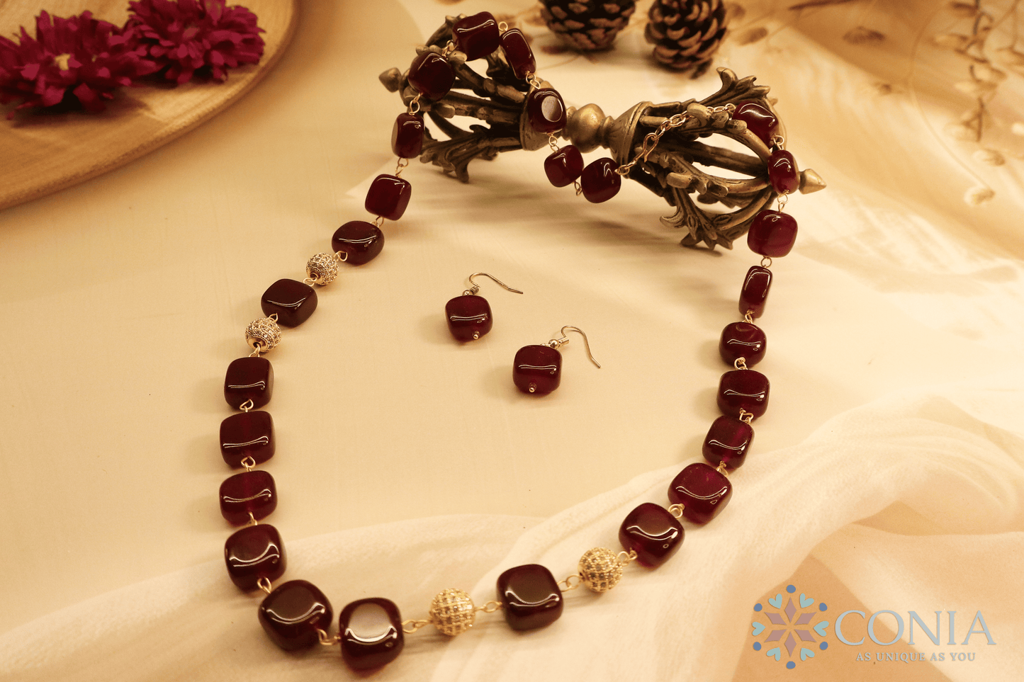 Midnight Elegance Brown Stone Necklace