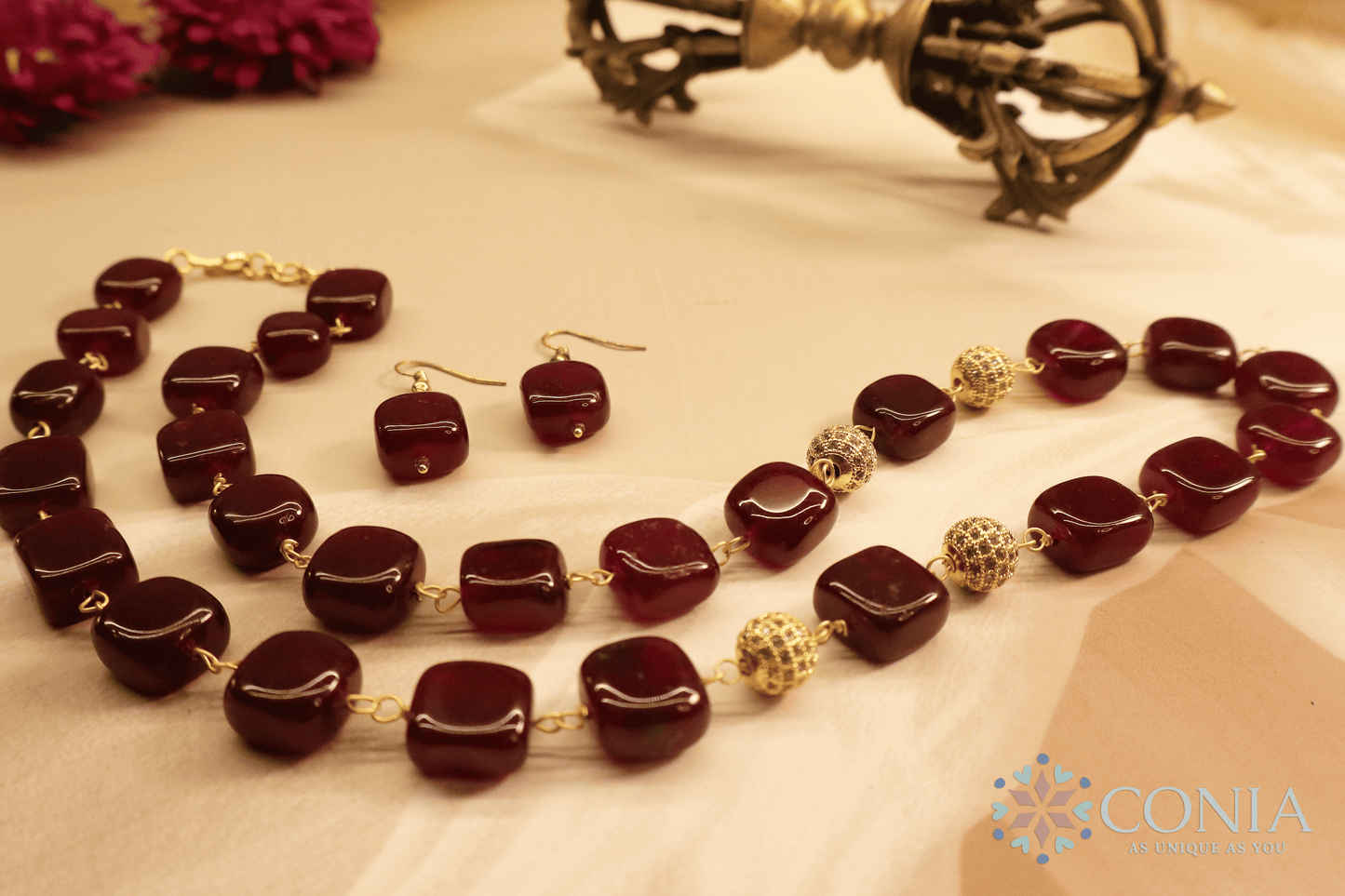 Midnight Elegance Brown Stone Necklace