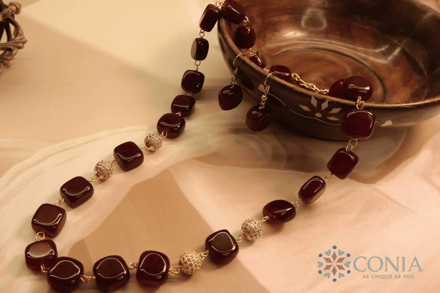 Midnight Elegance Brown Stone Necklace