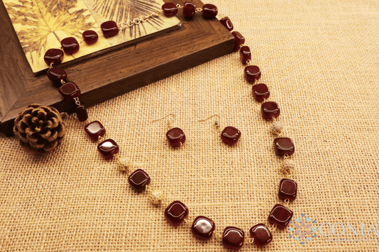 Midnight Elegance Brown Stone Necklace