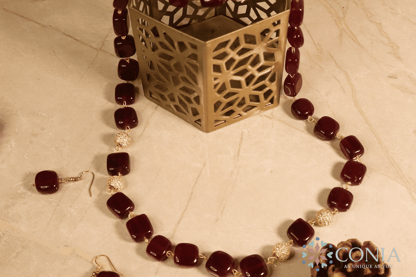 Midnight Elegance Brown Stone Necklace