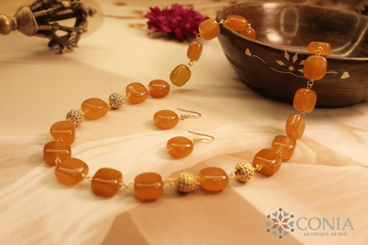 Midnight Elegance Orange Stone Necklace