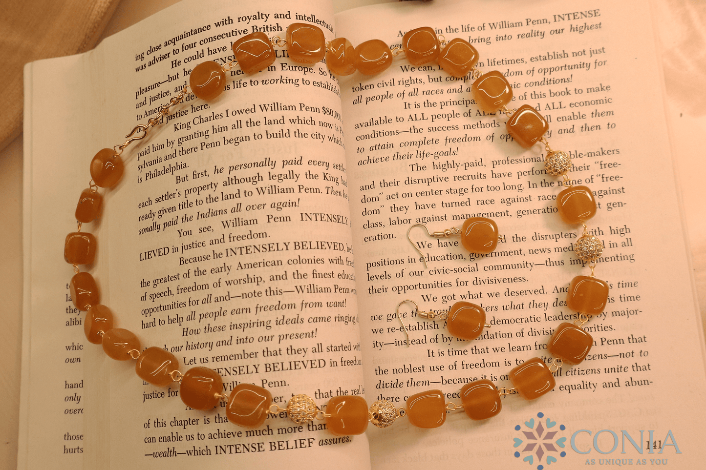 Midnight Elegance Orange Stone Necklace