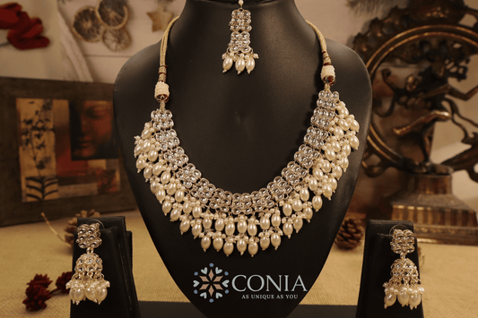 Regal Ivory Kundan Pearl Bridal Set