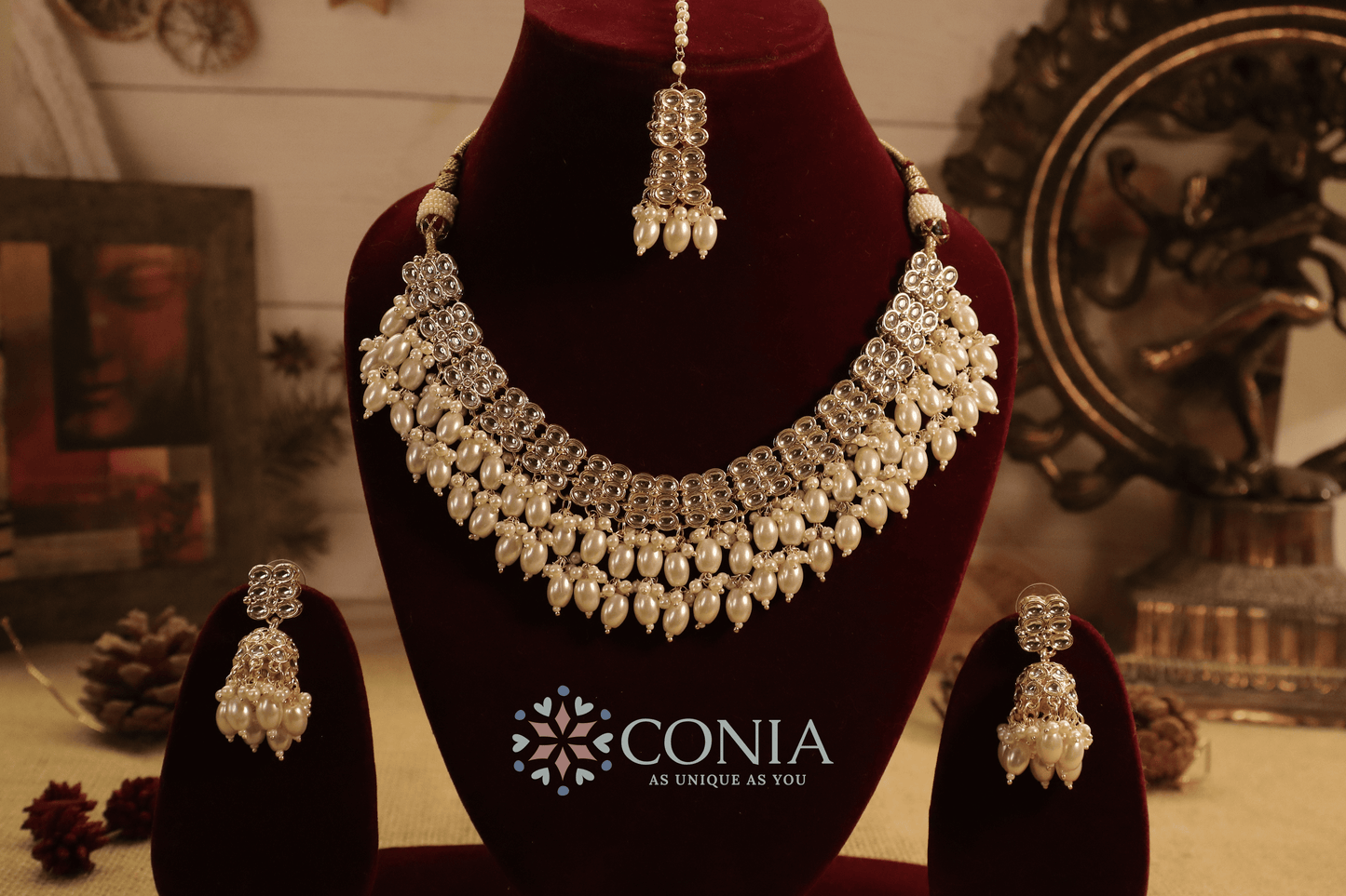 Regal Ivory Kundan Pearl Bridal Set