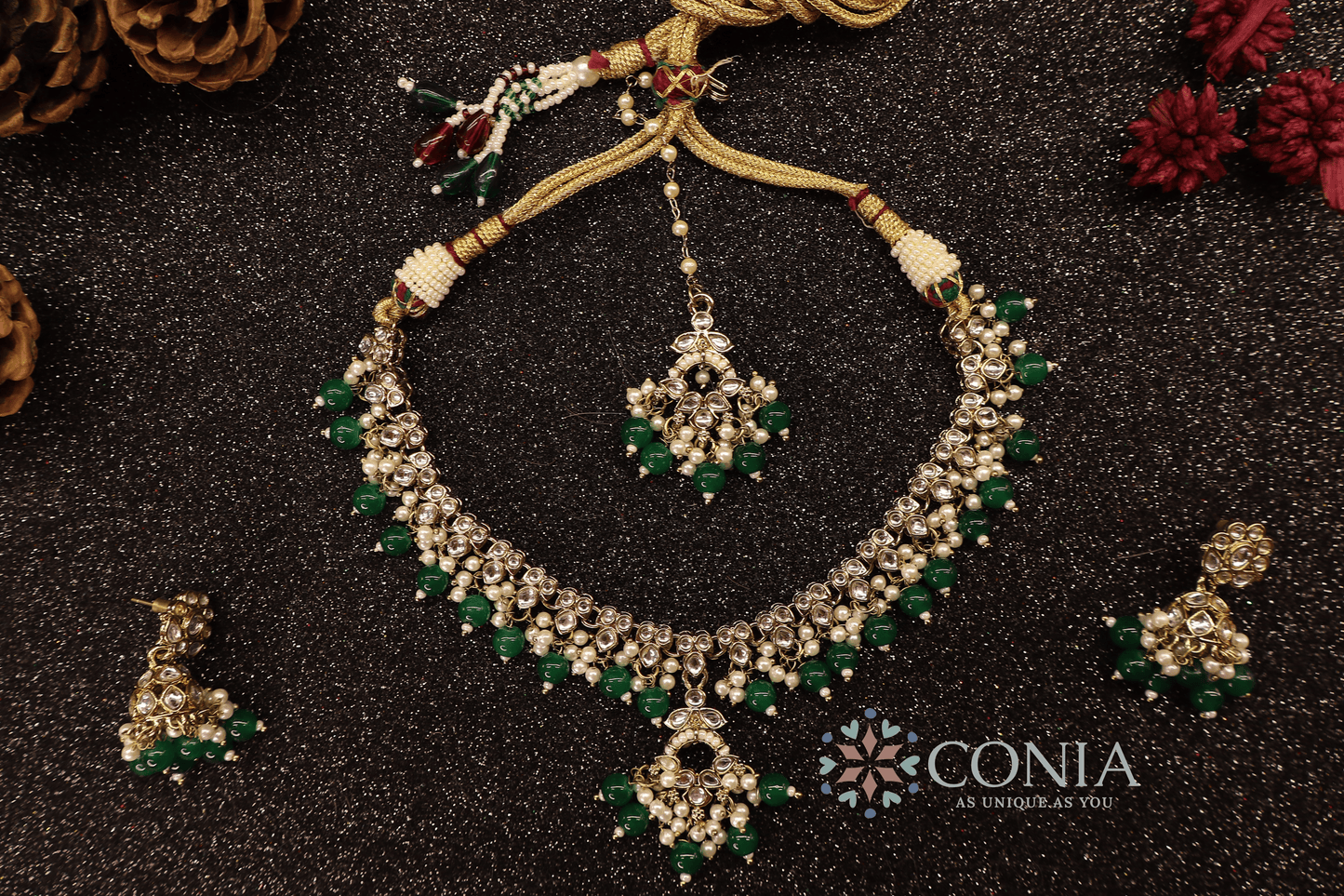 Aura Green and Kundan Bridal Jewelry