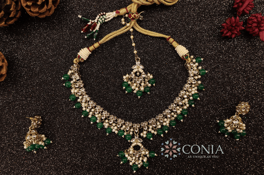 Aura Green and Kundan Bridal Jewelry