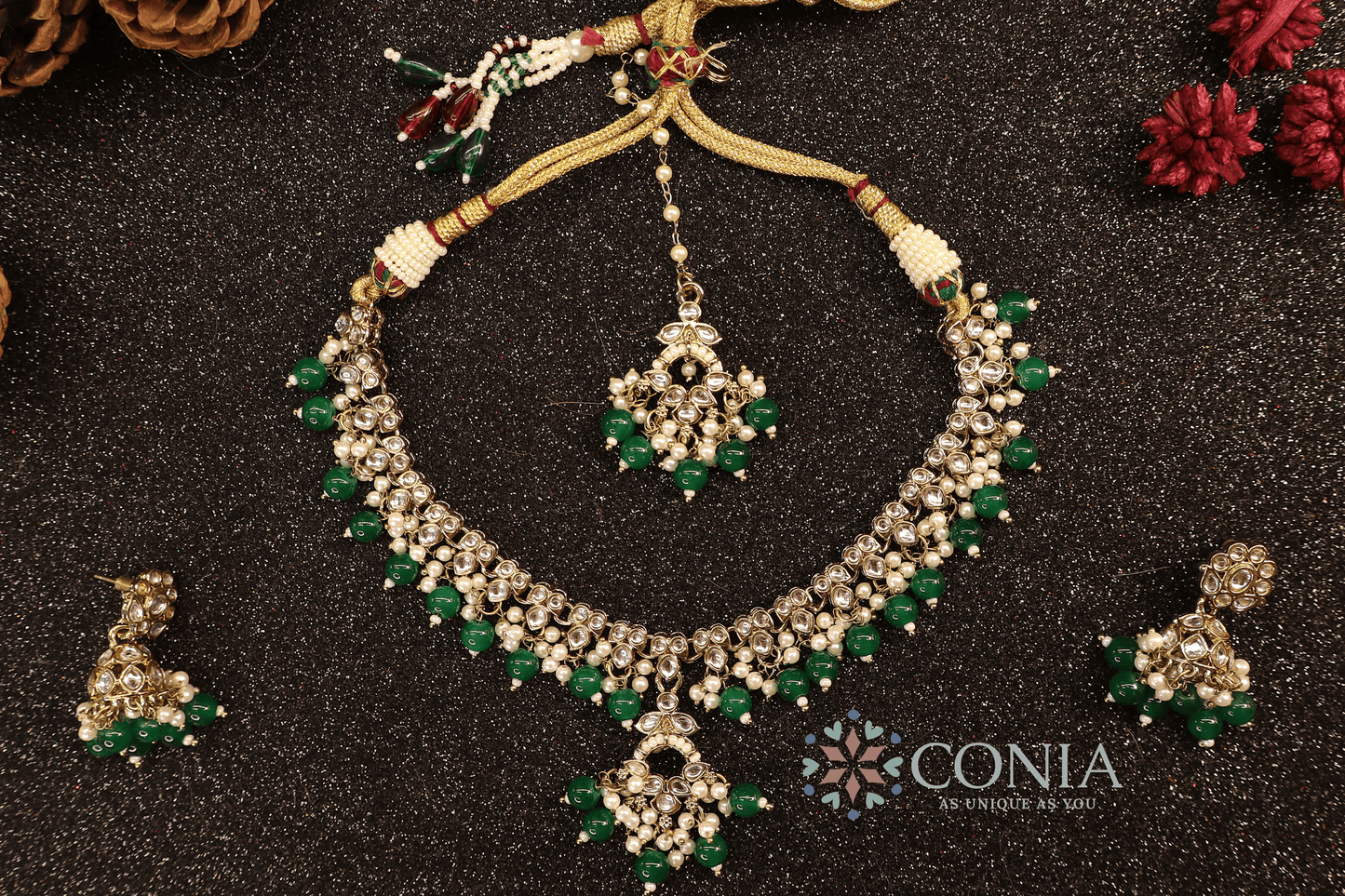 Aura Green and Kundan Bridal Jewelry