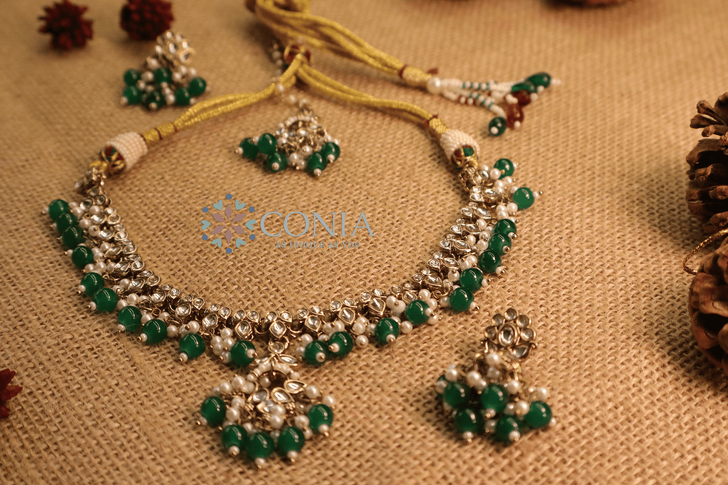 Aura Green and Kundan Bridal Jewelry