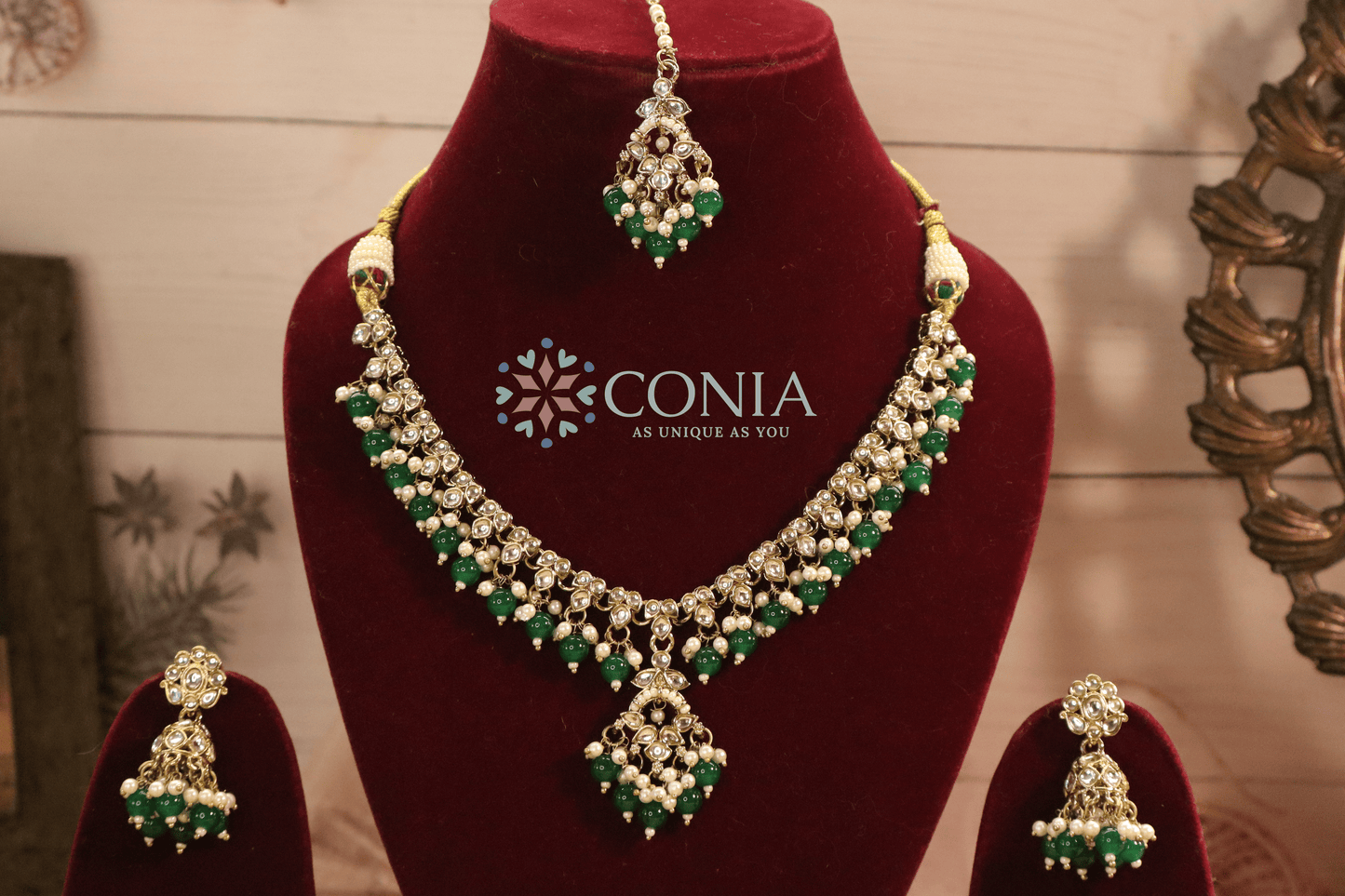 Aura Green and Kundan Bridal Jewelry