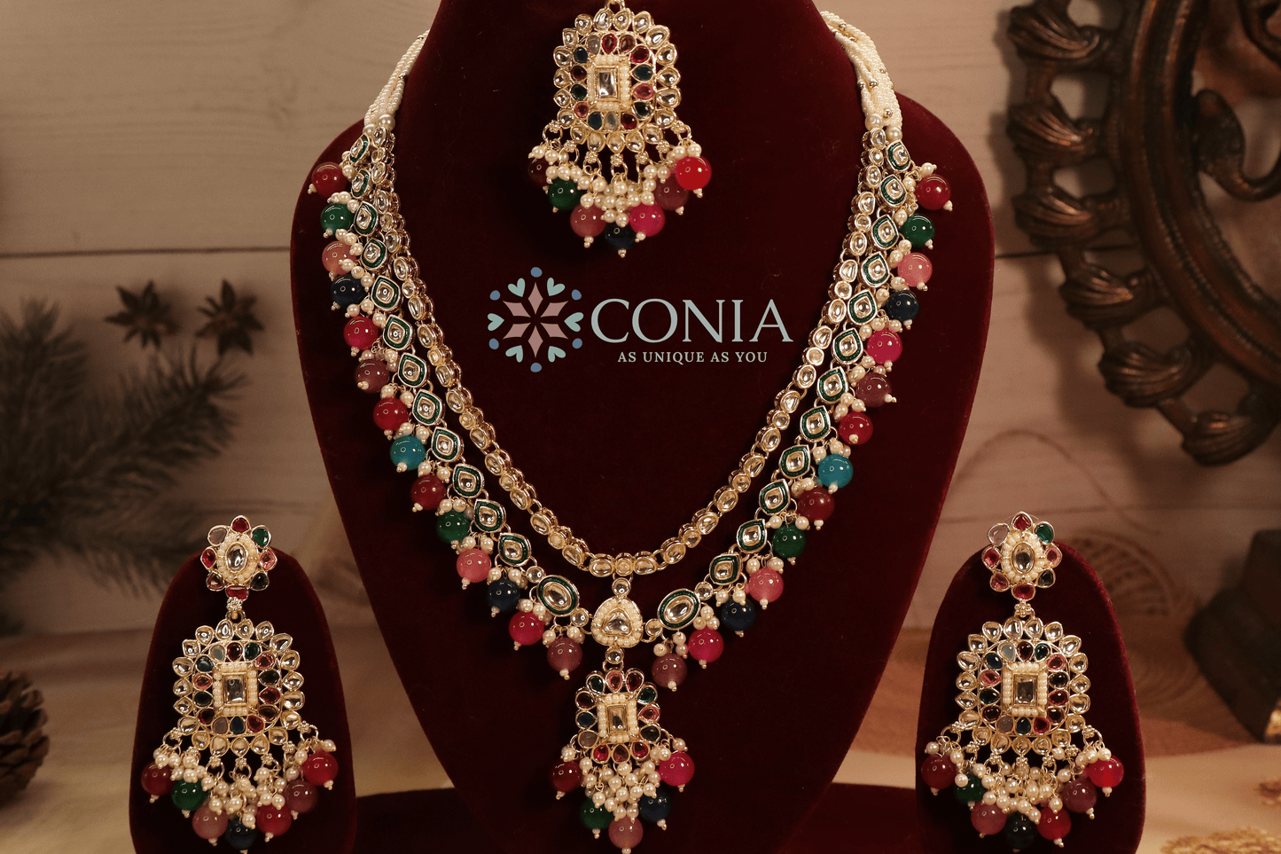 Multicolor Kundan Pearl Bridal Set