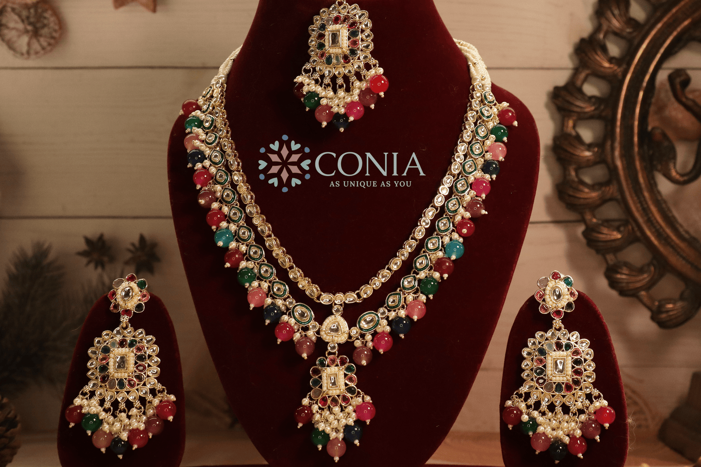 Multicolor Kundan Pearl Bridal Set