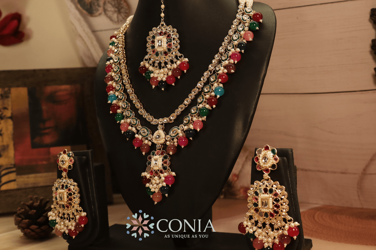 Multicolor Kundan Pearl Bridal Set