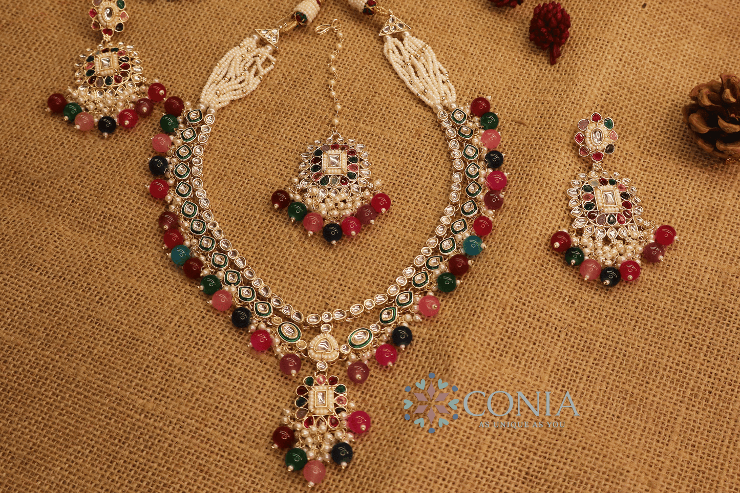 Multicolor Kundan Pearl Bridal Set