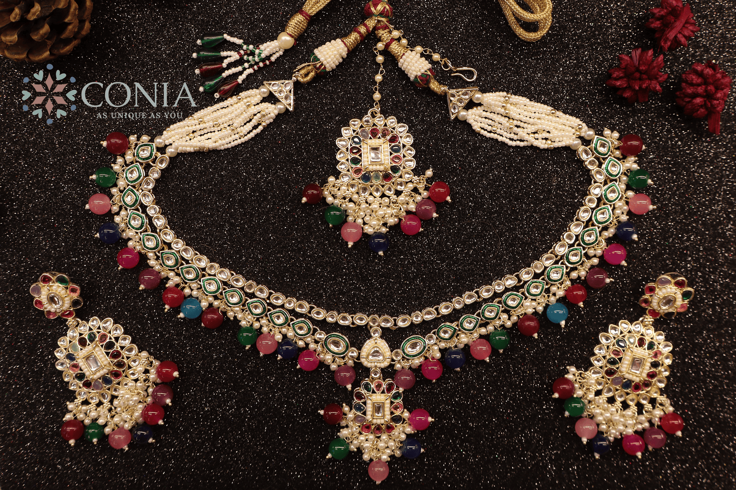 Multicolor Kundan Pearl Bridal Set