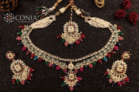 Multicolor Kundan Pearl Bridal Set