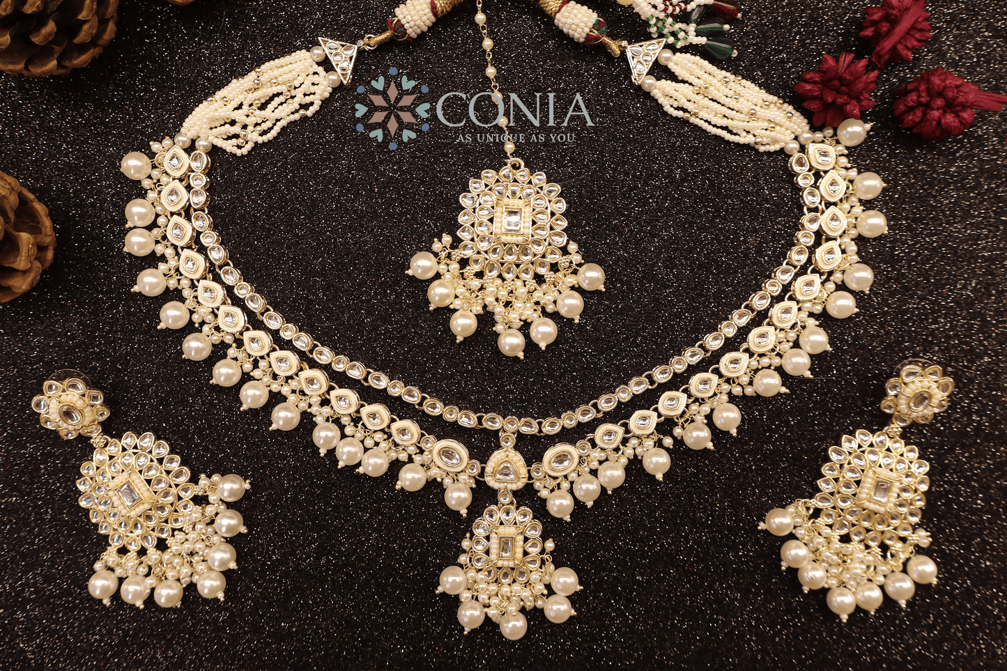 Ivory-Cream Kundan Pearl Bridal Set